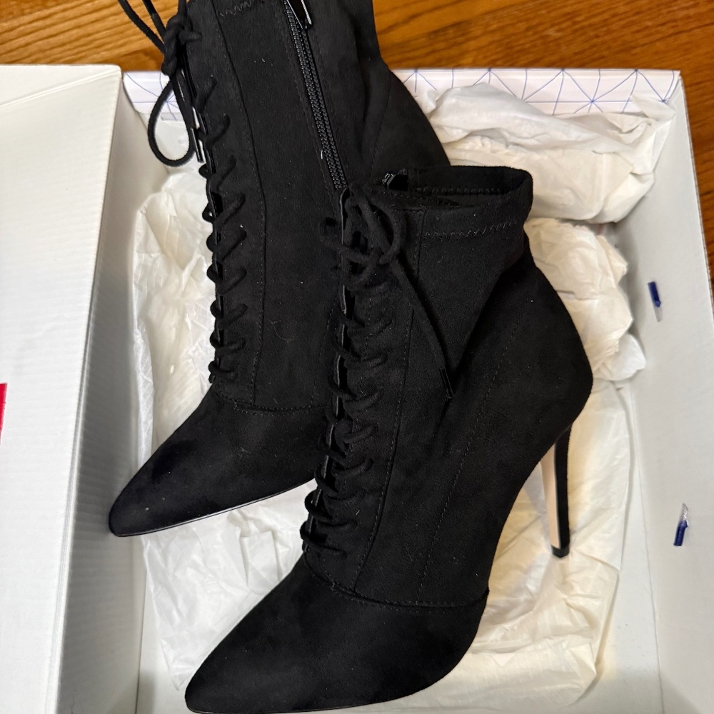 Call it Spring Black Suede Heeled Boots